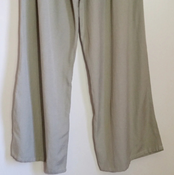 Japna sage green linen blend wide leg pants with fabric tie belt women's size L - Picture 7 of 7